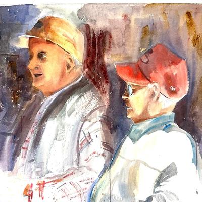 598 Original Watercolor "Conversations" by Peggy Blades