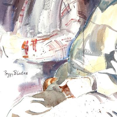 598 Original Watercolor "Conversations" by Peggy Blades
