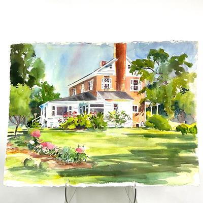 600 Original Watercolor of Garden at Brick House by Peggy Blades