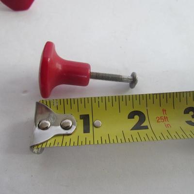 4 Matching Art Deco Drawer Pulls, Red Plastic