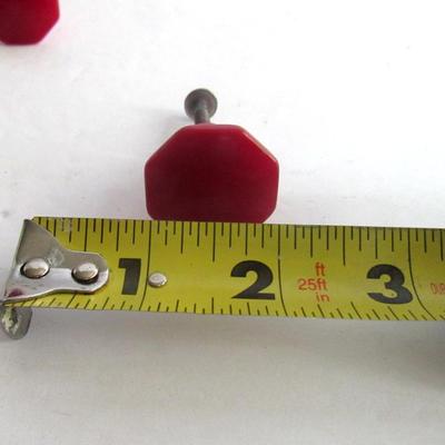 4 Matching Art Deco Drawer Pulls, Red Plastic