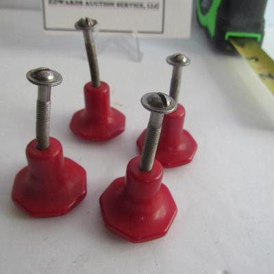4 Matching Art Deco Drawer Pulls, Red Plastic