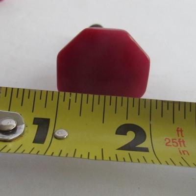 4 Matching Art Deco Drawer Pulls, Red Plastic