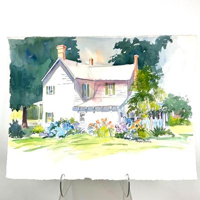 601 Original Watercolor of Country House by Peggy Blades