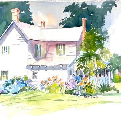 601 Original Watercolor of Country House by Peggy Blades
