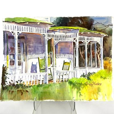 602 Original Watercolor of Victorian Porch by Peggy Blades