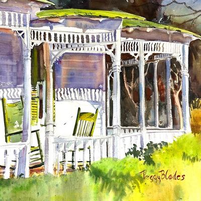 602 Original Watercolor of Victorian Porch by Peggy Blades