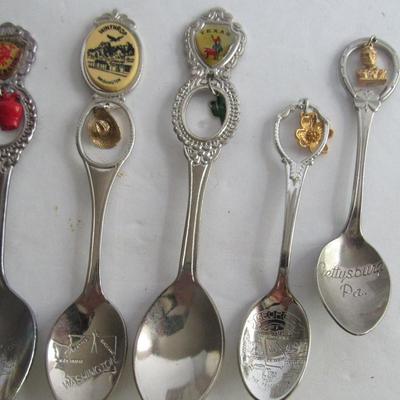 Vintage Metal Small Souvenir Spoons With Dangles