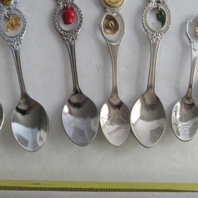 Vintage Metal Small Souvenir Spoons With Dangles