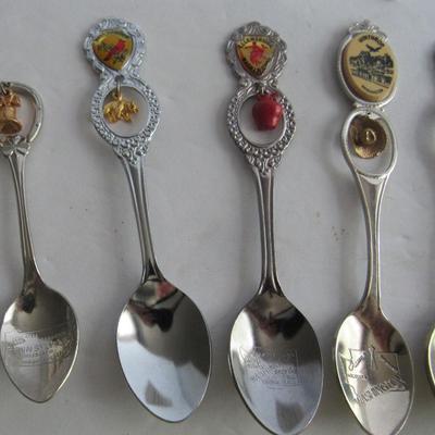 Vintage Metal Small Souvenir Spoons With Dangles