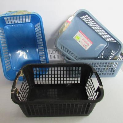 4 Older Plastic Storage Baskets, Smaller Size