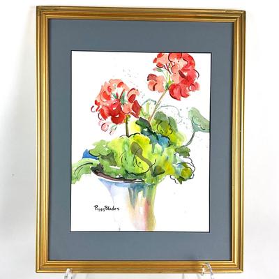 607 Original Watercolor of Geranium by Peggy Blades