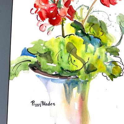 607 Original Watercolor of Geranium by Peggy Blades