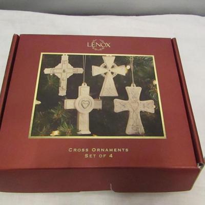 Set of Four Lenox Cross Ornaments in Box