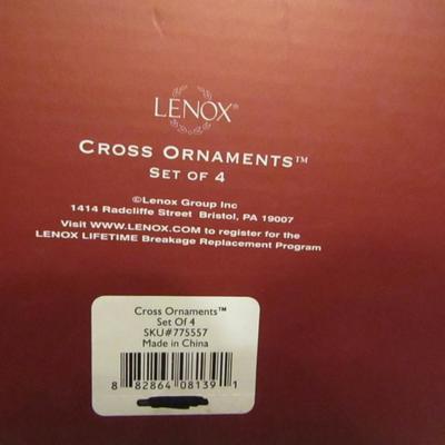 Set of Four Lenox Cross Ornaments in Box