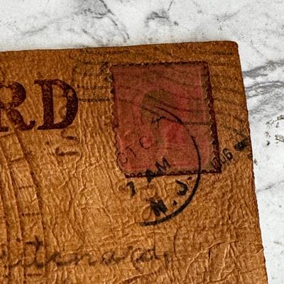 Lot of 9 leather vintage postcards with early stamps