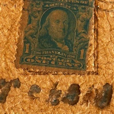 Lot of 9 leather vintage postcards with early stamps