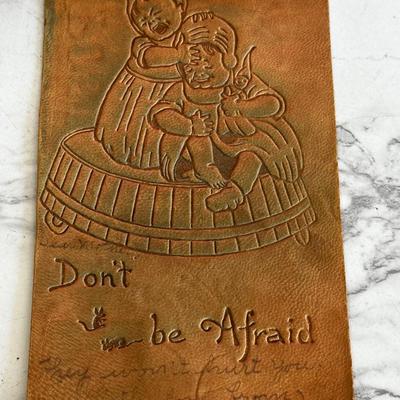 Lot of 9 leather vintage postcards with early stamps