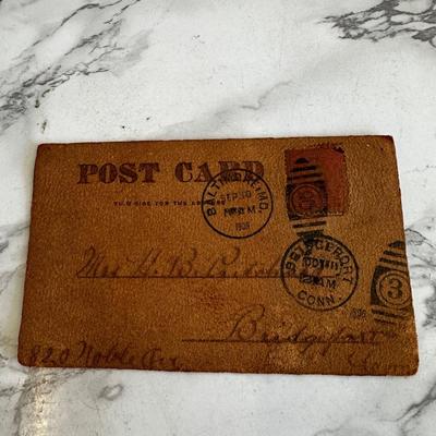 Lot of 9 leather vintage postcards with early stamps
