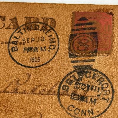 Lot of 9 leather vintage postcards with early stamps