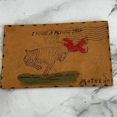 Lot of 9 leather vintage postcards with early stamps