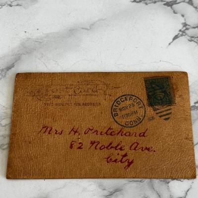 Lot of 9 leather vintage postcards with early stamps