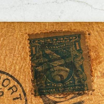 Lot of 9 leather vintage postcards with early stamps