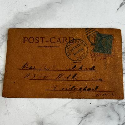 Lot of 9 leather vintage postcards with early stamps