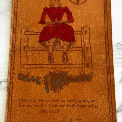 Lot of 9 leather vintage postcards with early stamps