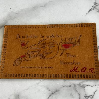 Lot of 9 leather vintage postcards with early stamps