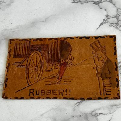 Lot of 9 leather vintage postcards with early stamps