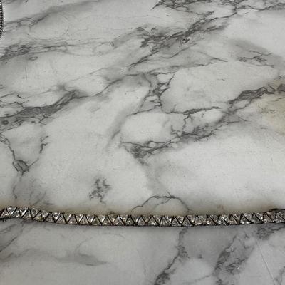 Stunning 21.62g 925 Silver Bracelet Trillion cut stones Estate Vintage Gem Stone