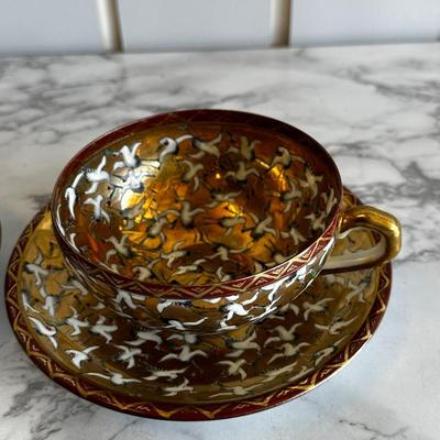 Pair of thousand Crane  tea cups