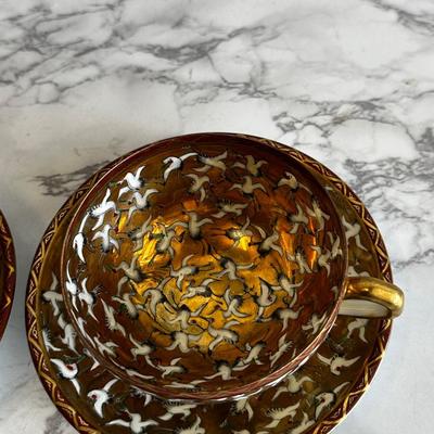 Pair of thousand Crane  tea cups