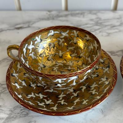 Pair of thousand Crane  tea cups