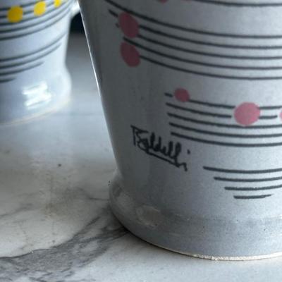Set of 6 - Baldelli Pottery Italy Musical Note Coffee Tea Cups (Gray)