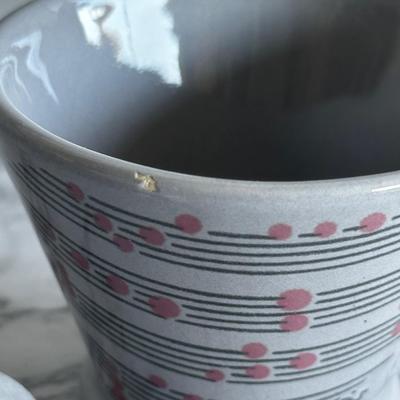 Set of 6 - Baldelli Pottery Italy Musical Note Coffee Tea Cups (Gray)