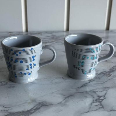 Set of 6 - Baldelli Pottery Italy Musical Note Coffee Tea Cups (Gray)