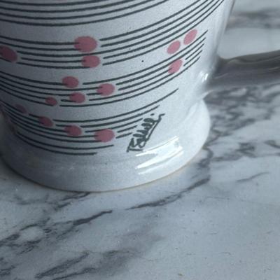 Set of 6 - Baldelli Pottery Italy Musical Note Coffee Tea Cups (Gray)