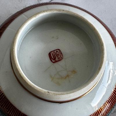 Kutani Yaki Aochibu Tessen Chawan Square Soup Rice Bowl Yamagaki Japan