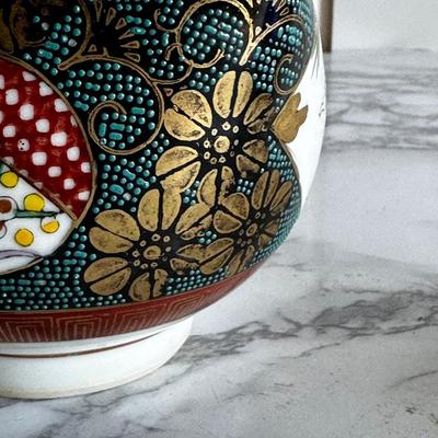 Kutani Yaki Aochibu Tessen Chawan Square Soup Rice Bowl Yamagaki Japan