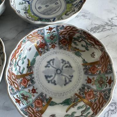 Set of 4 Antique Japanese Imari Bowl Meiji Scalloped Dish Circa 1800â€™s   8â€Diam. 2â€Deep