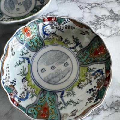 Set of 4 Antique Japanese Imari Bowl Meiji Scalloped Dish Circa 1800â€™s   8â€Diam. 2â€Deep