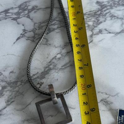 Vintage Necklace Square Pendant in Sterling Silver 925