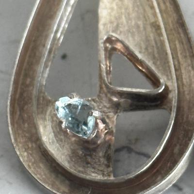 Vintage Sterling Silver and Augusta marine MCM earrings