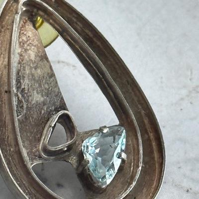 Vintage Sterling Silver and Augusta marine MCM earrings