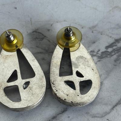 Vintage Sterling Silver and Augusta marine MCM earrings