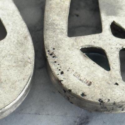 Vintage Sterling Silver and Augusta marine MCM earrings