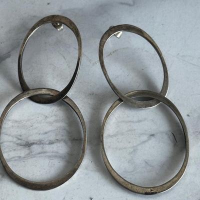 Sterling Silver Vintage Hoop earrings stamped
