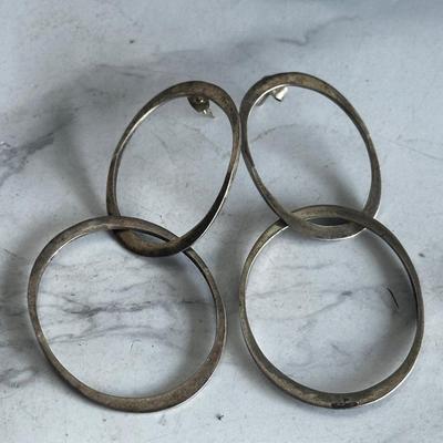 Sterling Silver Vintage Hoop earrings stamped